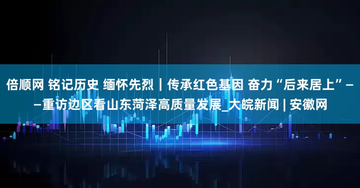 倍顺网 铭记历史 缅怀先烈｜传承红色基因 奋力“后来居上”——重访边区看山东菏泽高质量发展_大皖新闻 | 安徽网